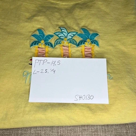 Delta Magnum Weight Mediterranean Palm Tree Embroidered Yellow T-Shirt Mens M - Picture 6 of 6